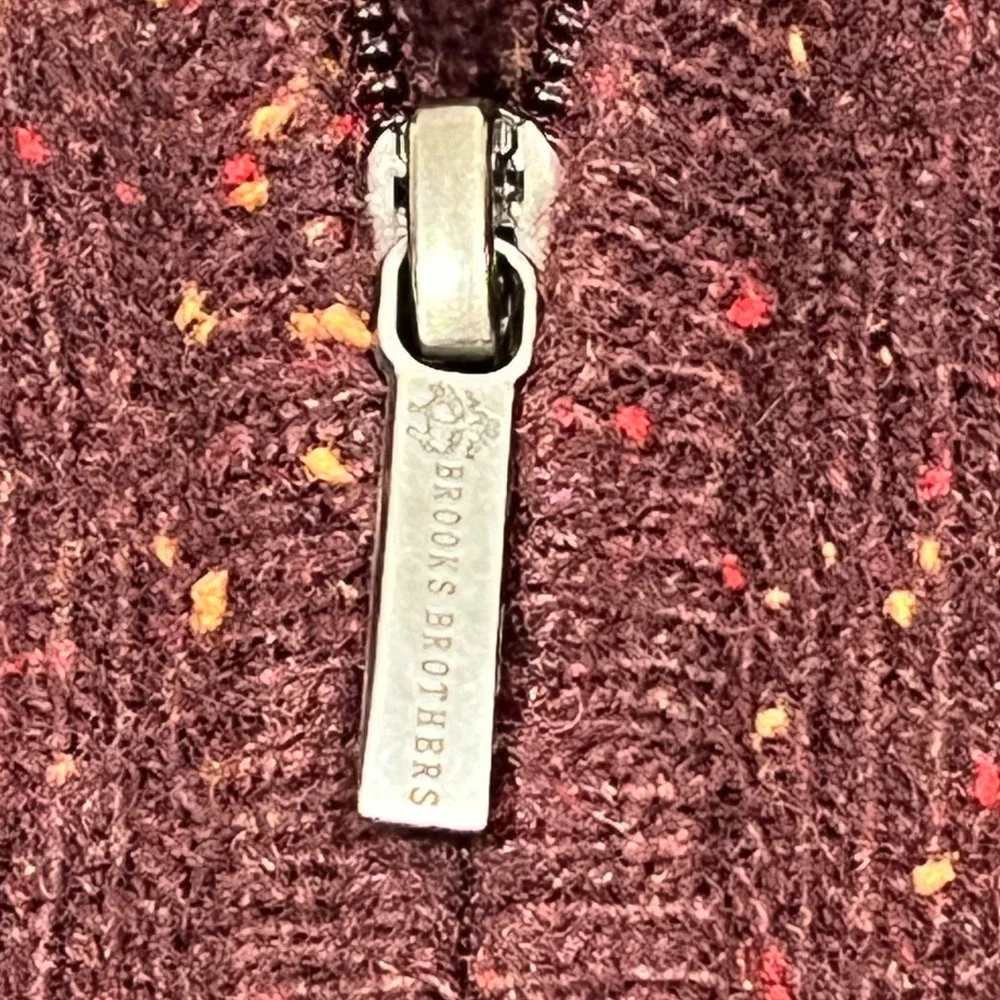 Brooks Brothers Men's Burgundy Speckled Half Zip‎ Sweater Medium Lambswool Blend